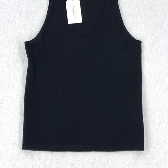 ENZA COSTA Tissue Cashmere Tank Top Womens Medium Black Scoop Knit Layering NEW - Picture 7 of 13